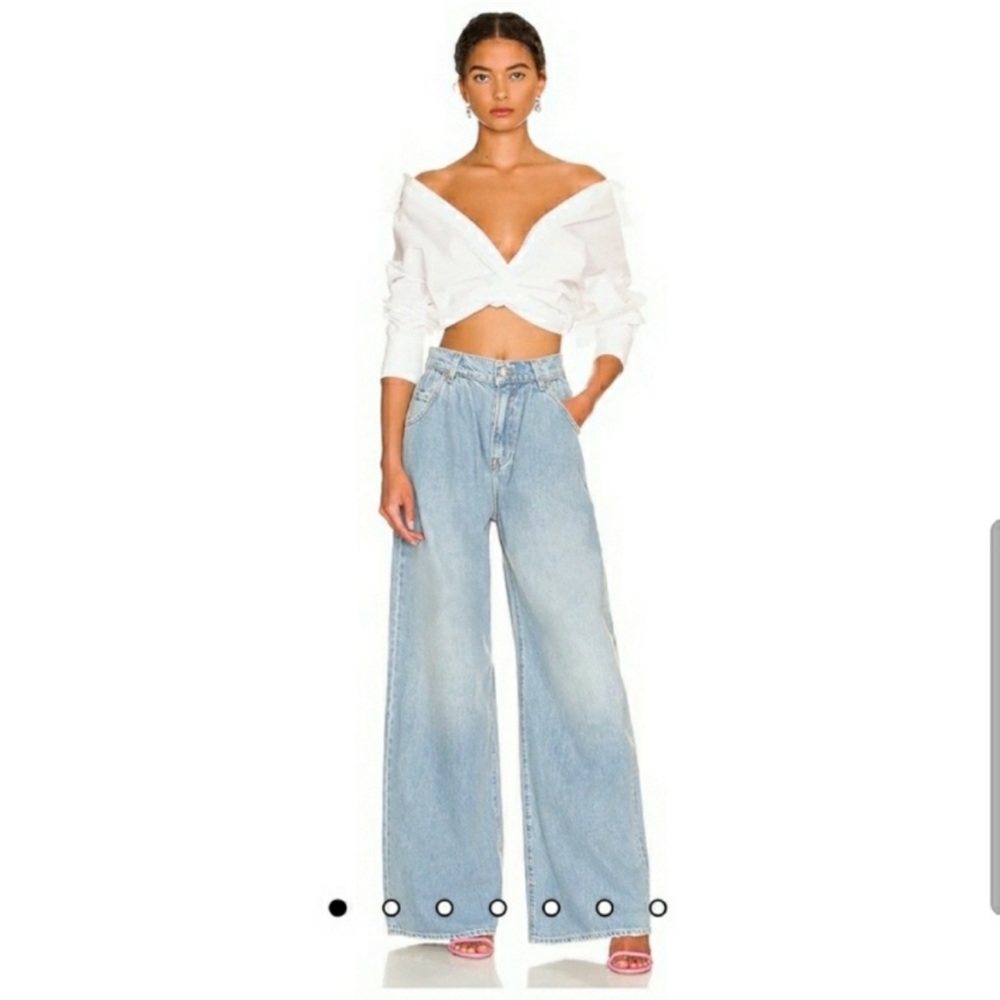 GRLFRND Chloe High Rise Pleated Wide Leg in Sawtelle Size 26 - Picture 3 of 13